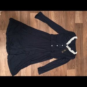 New Girls Long Sleeve Navy Blue Cotton Dress by Ouges sz M (10-12)